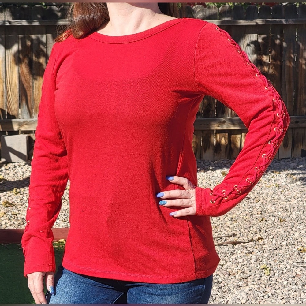Red Long Sleeve Shirt (M) by By Design